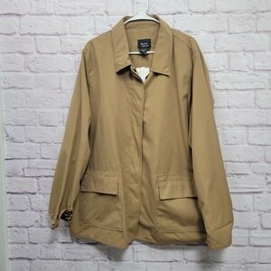 NEW Dennis Basso‎ Women's Jacket Size 2X Beige Leopard Print Lined Snap Closure